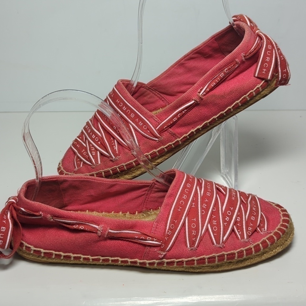 Tory Burch Azalea Logo grosgrain Espadrille flat shoes women's size 7 - Picture 11 of 16